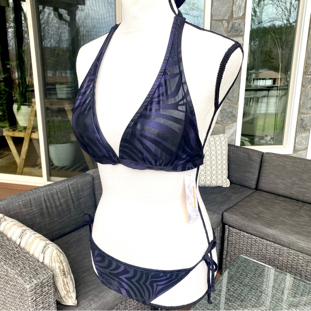 🩷 UjENA , USA 🇺🇸 MADE ! — Stunning Dark Purple & Black Bikini … NWT !